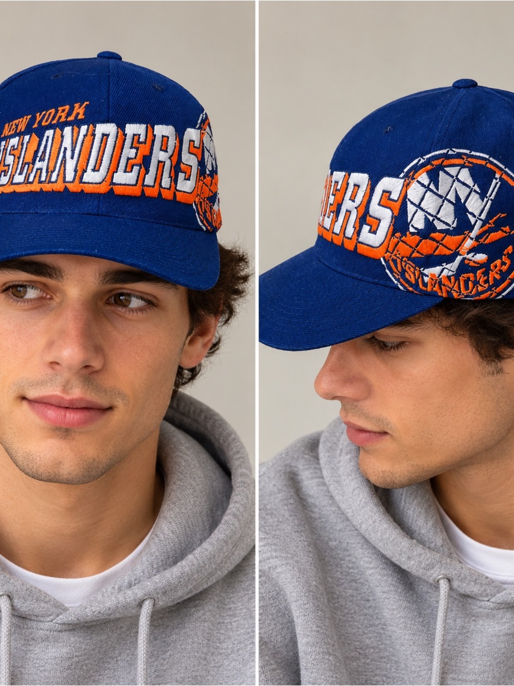 Vtg New York Islanders Sports Specialties Cage Script Snapback Hat Cap HTF
